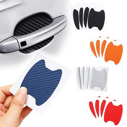 Set of 4 carbon fiber door stickers, scratch-resistant car handle stickers