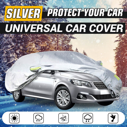 Universal Full Car Covers Full Sedan Covers Sonnenschutz Schutz Polyester Abdeckung mit reflektierendem Streifen SUV Seda Pickup S-XXL
