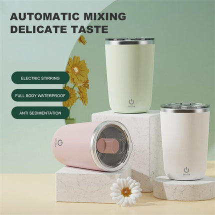 350ml Automatischer selbstrührende Tasse Kaffee Milchsaft Mischbecher Elektrischer Edelstahl Lazy Rotierender Becher Magnetischer Rührbecher Küchenhelfer