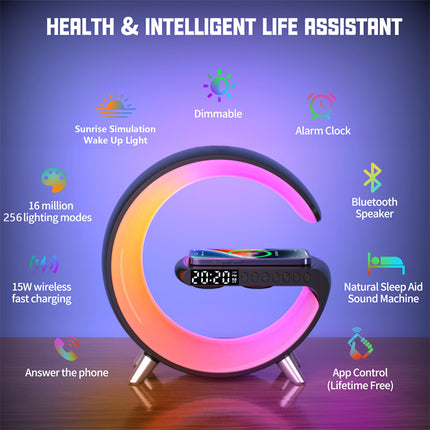 2023 Neue intelligente LED-Lampe Bluetooth Speake Wireless Charger Atmosphere Lamp App Control für Schlafzimmer Wohnkultur